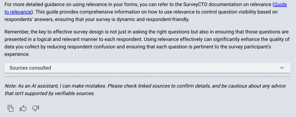 SCTO Assistant relevance response #2