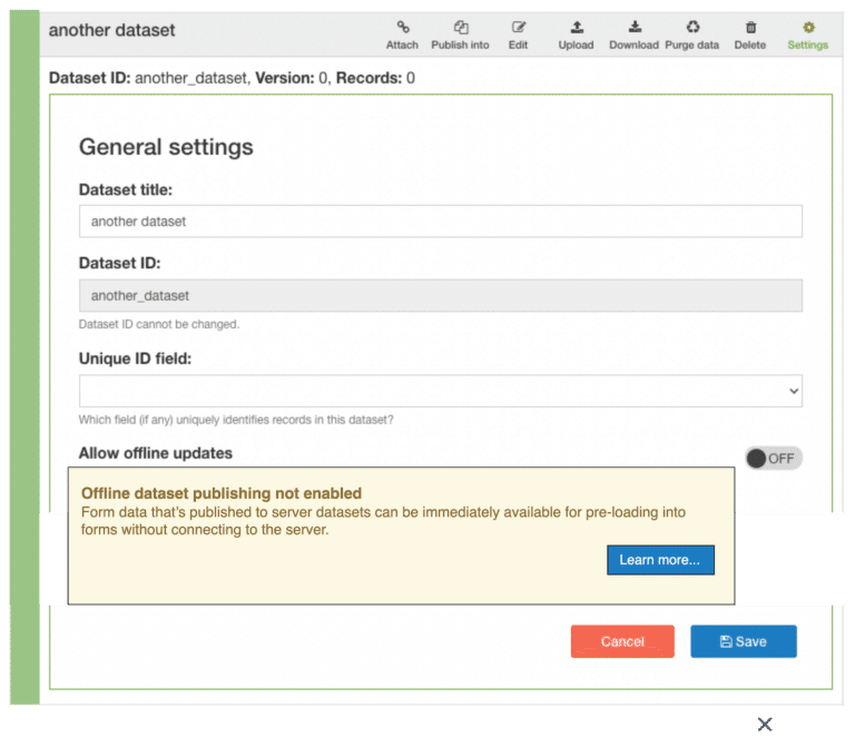 Setting up offline dataset publishing.