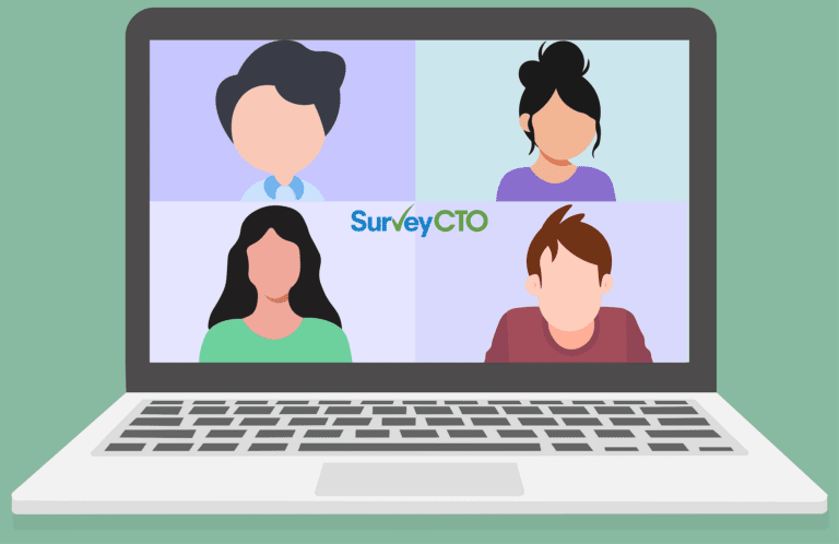 Illustration of 4 people at a virtual webinar.