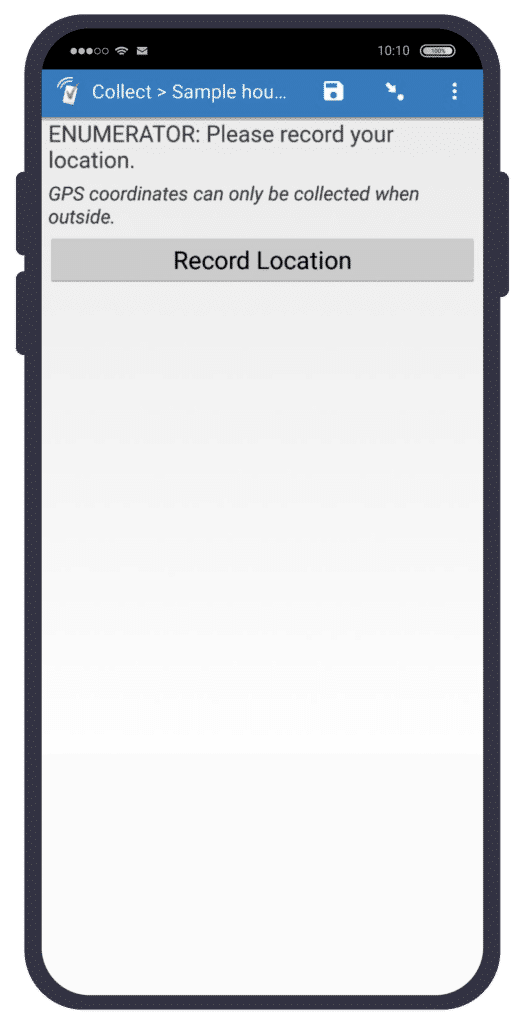 SurveyCTO GPS feature: Please record location.