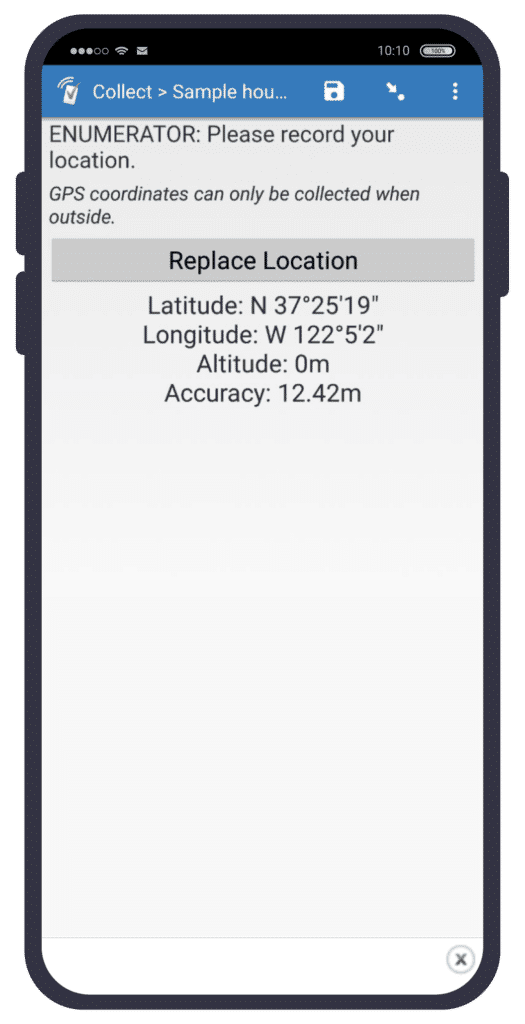 SurveyCTO GPS feature replacing location.